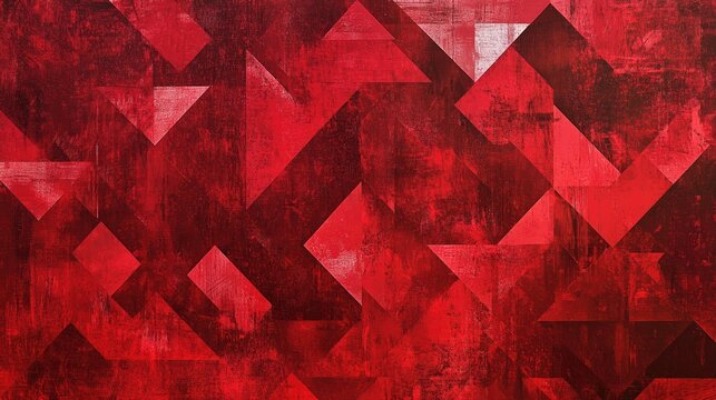 Dynamic red geometric composition a vivid exploration of form and color in abstract art