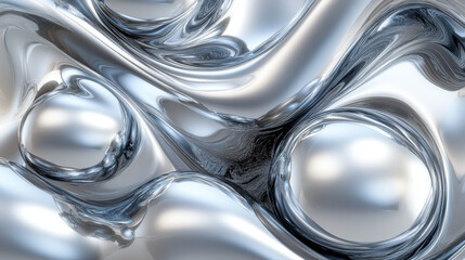 A 3D render of abstract art showcasing a surreal, organic ball with curved, wavy, and soft bio forms. The piece is made from matte aluminum with glass components and features a dispersion effect, all 