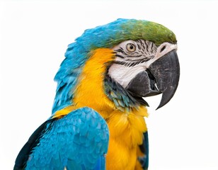 ルリコンゴウインコ（blue and yellow macaw on white background）
