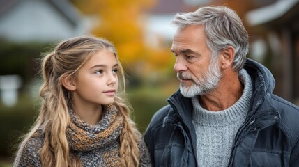 Obraz premium Father apologizing to his teenage daughter after a disagreement, representing the importance of communication and forgiveness in family relationships