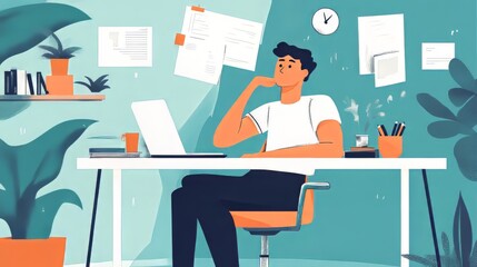 Depict the struggle to find motivation for activities Adobe Illustrator