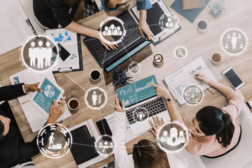 Teamwork and Business Human Resources - Group of business people working together as successful...