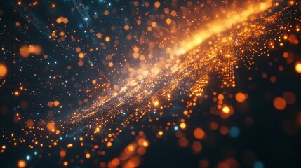 Fototapeta premium A bold visualization of hyper-speed data movement, with luminous rays and explosive effects, against a rich dark background 