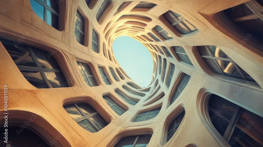 Poster A Curving Architectural Structure with Numerous Windows