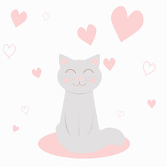 cat with hearts for valentine's day
