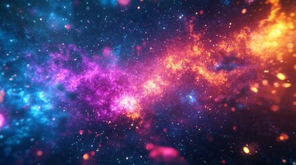 Fototapeta premium A chaotic yet beautiful depiction of data flow in a sci-fi setting, with bright neon rays and explosive bursts of color, on a black background