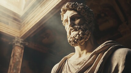 Stoic Greek And Roman Statues, Stoics And Stoicism, Philosophy, Motivational And Inspirational Themes With Copy Space