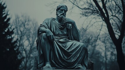 Obraz premium Stoic Greek And Roman Statues, Stoics And Stoicism, Philosophy, Motivational And Inspirational Themes With Copy Space