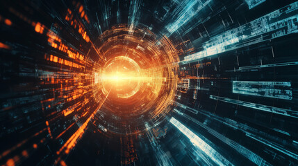 Obraz premium Digital Dreams series featuring a background composition of technology elements and virtual visualization components, focused on themes of science, education, computers, and modern technology.