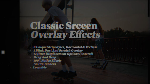Classic Screen Vibes Animated Overlay Effects, Organic Film Frame Jitter Overlays with Dust & Scratches (Horizontal & Vertical)
