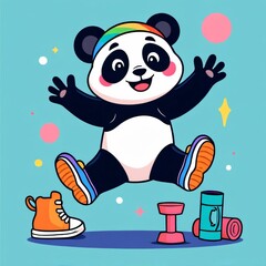 Kawaii Panda Fitness Illustration Lift and Laugh! Design