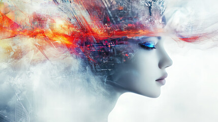 Fototapeta premium Digital Dreams series featuring a background composition of technology elements and virtual visualization components, focused on themes of science, education, computers, and modern technology.