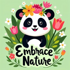 Kawaii Panda Embrace Nature Design