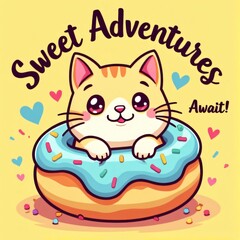 Kawaii Cat Donut Sweet Adventures Design