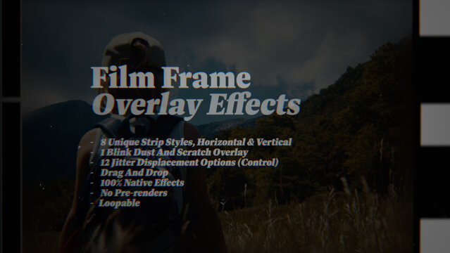 Film Frame Animated Overlay Effects, Organic Film Frame Jitter Overlays with Dust & Scratches (Horizontal & Vertical)
