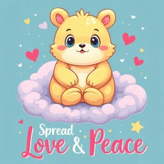 Obraz premium Kawaii Teddy Bear Spread Love & Peace Design