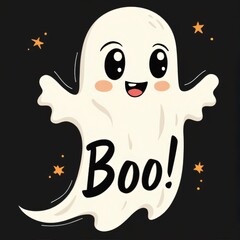 Fototapeta premium Cute Halloween Ghost Boo Illustration