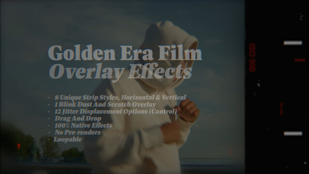 Golden Era Film Animated Overlay Effects, Organic Film Frame Jitter Overlays with Dust & Scratches (Horizontal & Vertical)
