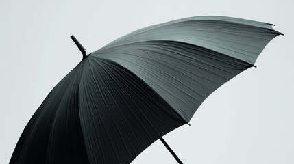 Black Umbrella Open Against Cloudy Sky   Minimalist Rain Protection
