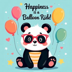 Kawaii Panda Balloon Ride Happiness Design