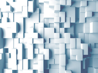 White wall made of cubes blocks