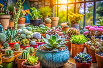 Colorful Indoor Garden with Vibrant Houseplants