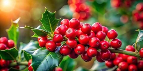 Obraz premium Close-Up of Holly Berries with Blurred Background