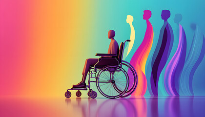Colorful banner for disability inclusion and visibility. Flat design minimalist concept. Generative AI Illustration