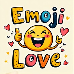 World Emoji Day Design Joyful Smiley Face With Emoji Love Typography