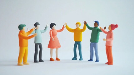 Fototapeta premium Colorful plasticine team of people working together. Business teamwork and community
