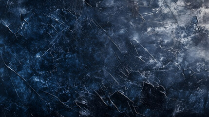 Obraz premium Dark abstract scratched blue concrete paper texture background banner pattern
