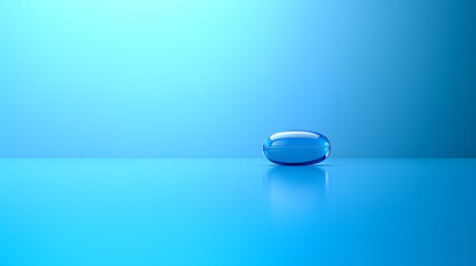 A Solitary Blue Pill Resting on a Smooth Surface, Illuminated by Soft Ambient Light