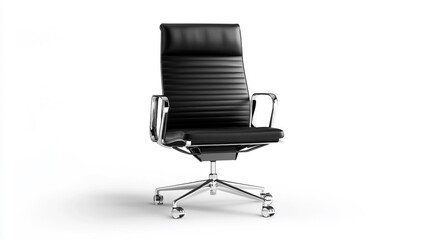 Modern Black Leather Office Chair with Chrome Base and Wheels