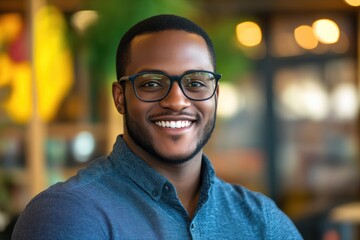Obraz premium Casual Portrait of Handsome Black Man with Glasses