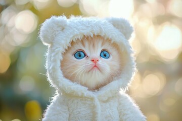 Fototapeta premium Cute Feline in Bear Costume, Soft Fur and Adorable Details