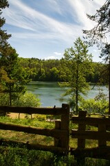 wooden bridge over lake