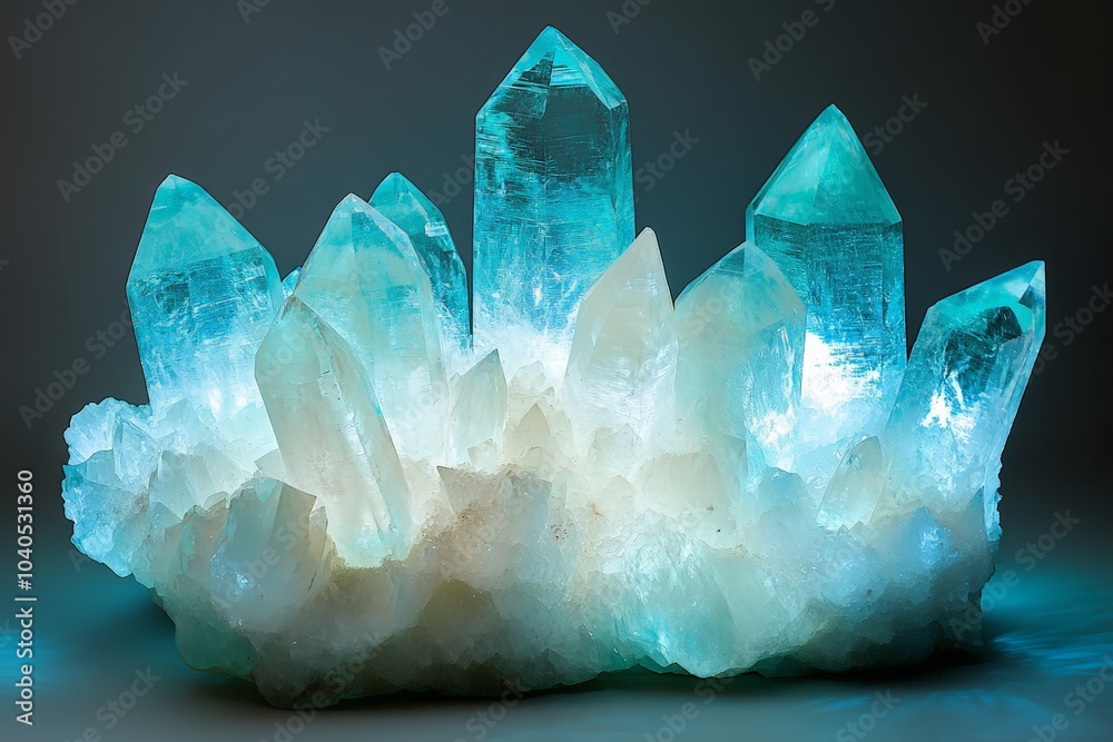 Aufkleber an exquisite array of turquoise crystals, each emitting a radiant aura, combining natural elements a