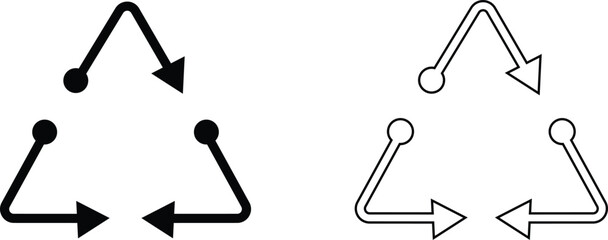 Set of Recycle Fill icons. An arrow that revolve endlessly Reuse concept Recycled. Rounded angles. Ecology, Bio rotation arrows symbols Signs vector collection isolated on transparent background