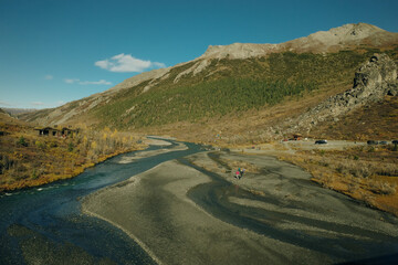 Denali national park Savage river Canyon trail view at fall, alaska