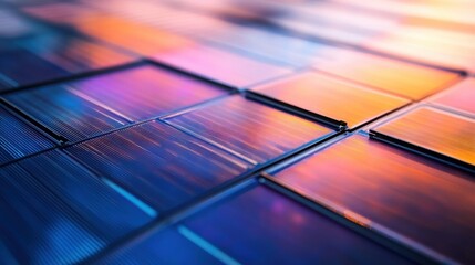 A detailed close-up of a perovskite solar cell structure with layers of photovoltaic materials, Perovskite solar technology style, photo of