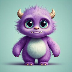 Obraz premium Fluffy Purple Monster Cartoon