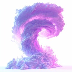 neon tornado floating in the air on white isolated background