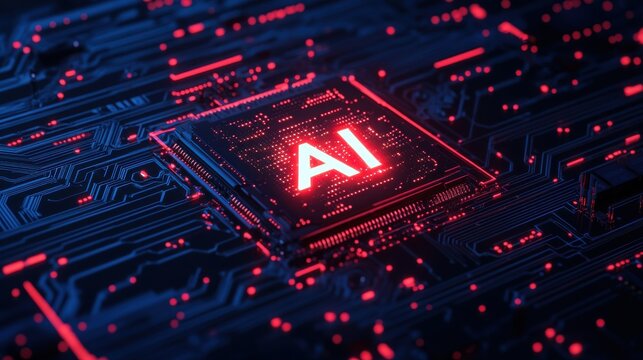 Close-up of Microprocessor with AI Visual Design