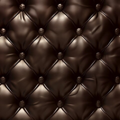 Fototapeta premium Brown tufted leather upholstery texture with button details