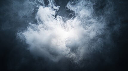 Fototapeta premium Soft white cloud with delicate edges, hovering on a black background, highly detailed and billowy 