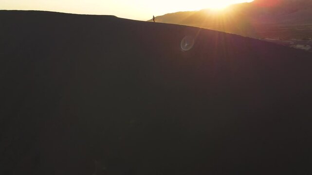 The Singing Dunes in Altyn Emel National Park of Kazakhistan during Golden Hour