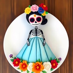 TARTA calaveras mejicanas (azul).