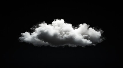 Soft white cloud with delicate edges, hovering on a black background, highly detailed and billowy
