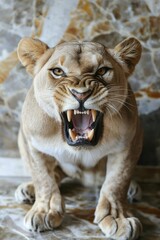 Fototapeta premium Lion's Open Mouth Close Up,