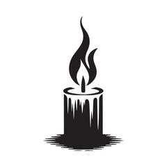 Candle flame silhouette  vector black color white background 